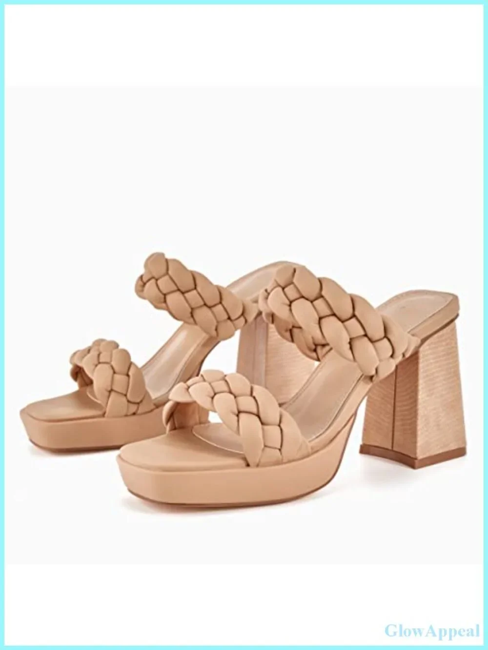 Women's Platform Braided Cross Strap Slip On Block Heel Sandals Party Dress